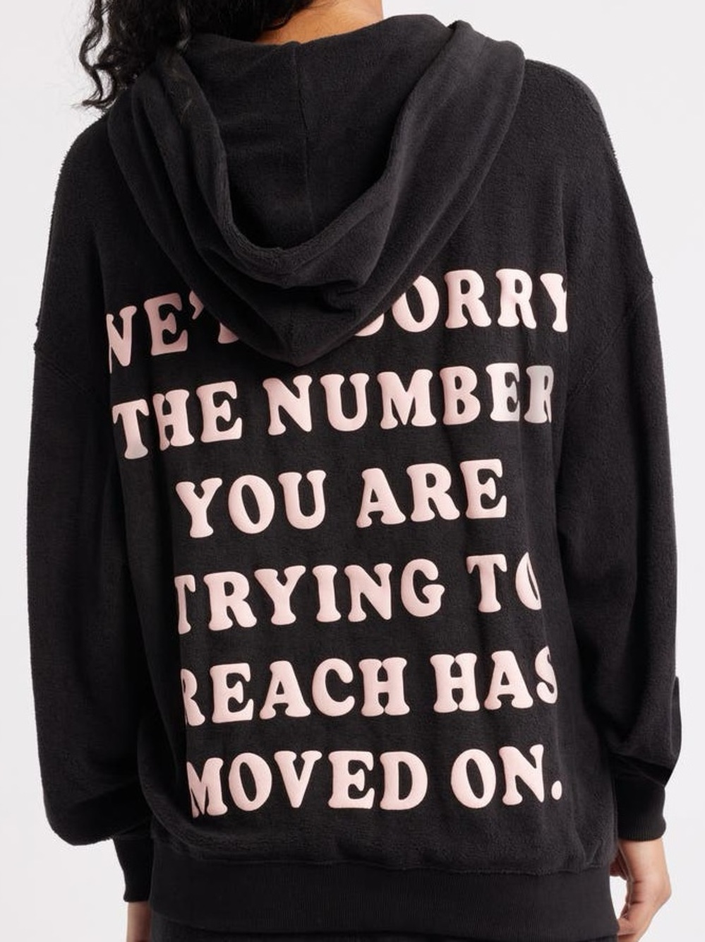 Black Hooded Sweatshirt with Pink '1-800-BOYS LIE' Graphic - Picture 2 of 4